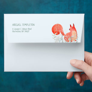 Cute Red Squirrel Wildflower Boy Baby Shower Envelope