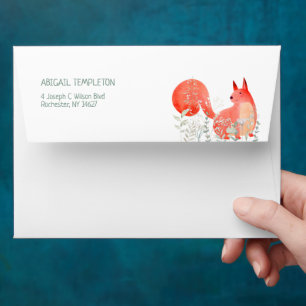 Cute Red Squirrel Wildflower Gender Baby Shower Envelope