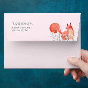Cute Red Squirrel Wildflower Girl Baby Shower  Envelope