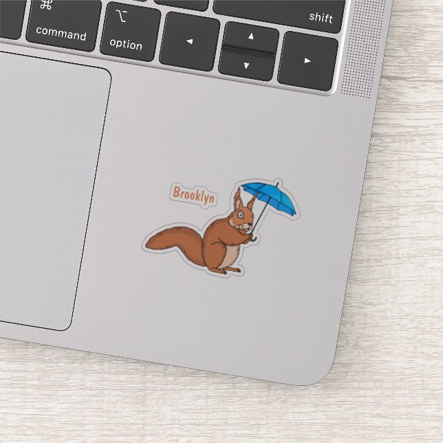Cute red squirrel with umbrella cartoon (Detail)