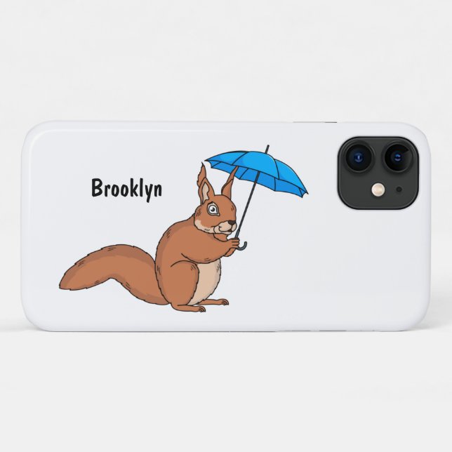 Cute red squirrel with umbrella cartoon Case-Mate iPhone case (Back (Horizontal))