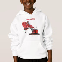 Cute red steam shovel digger cartoon illustration