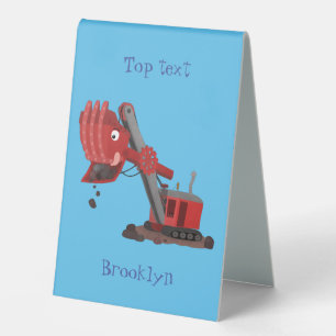 Cute red steam shovel digger cartoon illustration