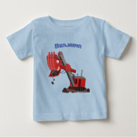 Cute red steam shovel digger cartoon illustration