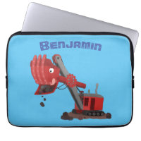 Cute red steam shovel digger cartoon illustration
