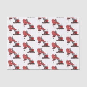 Cute red steam shovel digger cartoon illustration tissue paper