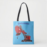 Cute red steam shovel digger cartoon illustration
