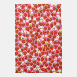 Cute Red Strawberries Home Chef Tea Towel