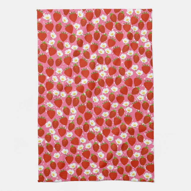 Cute Red Strawberries Home Chef Tea Towel (Vertical)