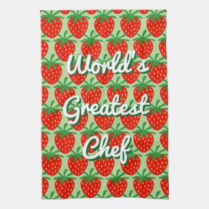 Cute red strawberry custom kitchen towel gift idea
