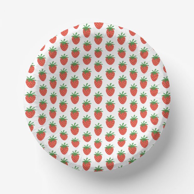 Cute red strawberry fruit pattern paper party bowl plate (Front)