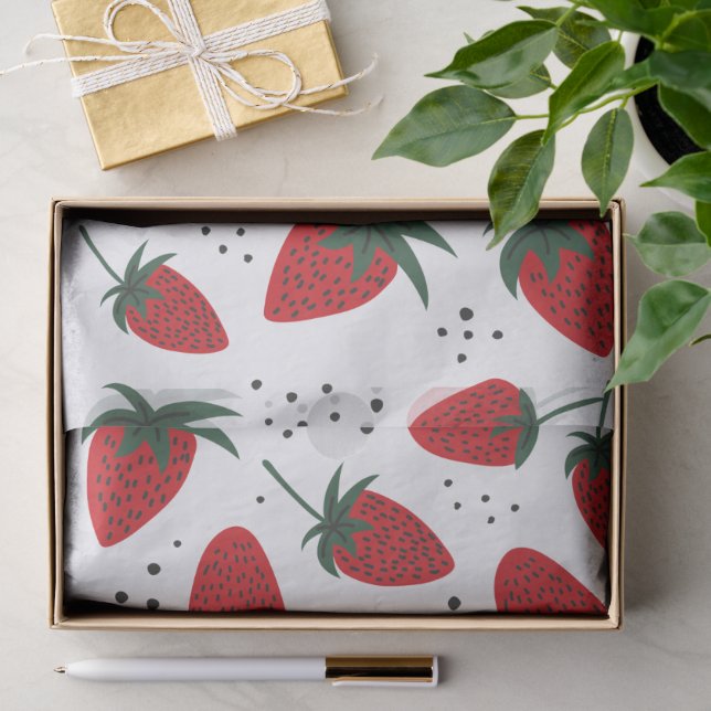 Cute Red Strawberry Fruit Pattern Tissue Paper (Gift)