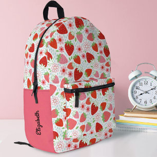 Cute Red Strawberry Girls School Printed Backpack