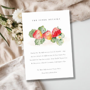 Cute Red Strawberry Leafy Foliage Wedding Details Enclosure Card