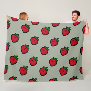 Cute Red Strawberry Pattern for Vegans Fleece Blanket