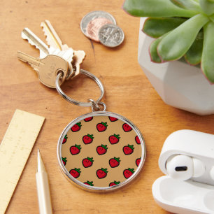Cute Red Strawberry Pattern for Vegans Key Ring