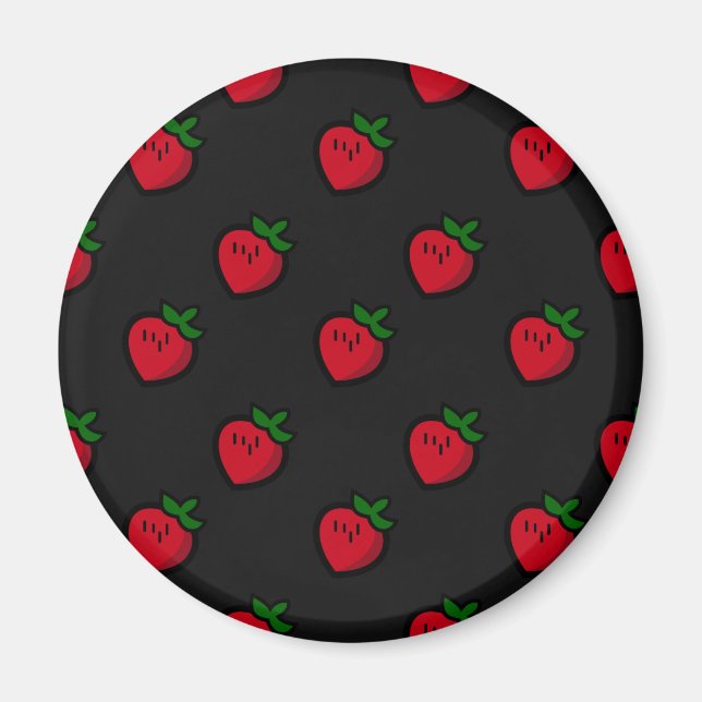 Cute Red Strawberry Pattern for Vegans Magnet (Front)