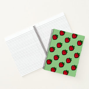 Cute Red Strawberry Pattern for Vegans Notebook