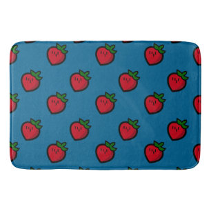 Cute Red Strawberry Pattern for Vegetarians Bath Mat