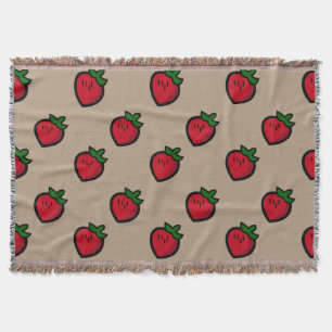 Cute Red Strawberry Pattern for Vegetarians Throw Blanket