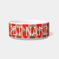 Cute red strawberry print custom pet bowl for dog
