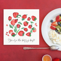 Cute Red Strawberry Pun Fruits Watercolor Pattern