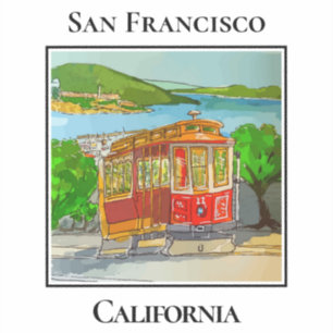 Cute Red Streetcar on the Hills of San Francisco