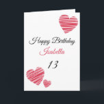 Cute Red Striped Watercolor Hearts 13th Birthday Card<br><div class="desc">Cute Red Striped Watercolor Hearts 13th Birthday, a cute birthday design made for any granddaughter. If you're looking for some pretty granddaughter birthday cards, teenager birthday cards or thirteenth birthday cards, this one is for you. The design features some cute watercolor hearts, something attractive and beautiful, so, don't hesitate to...</div>