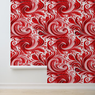 Cute red swirl tiled pattern wallpaper