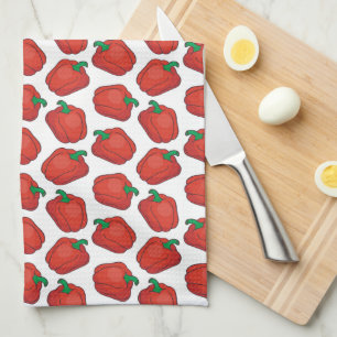 cute red tiled bell pepper tea towel