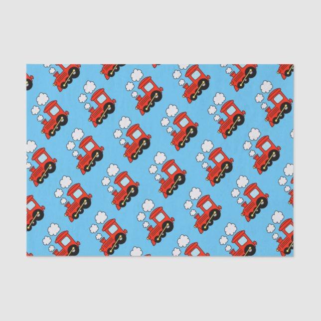 Cute red toy choo choo train kid's Birthday gift Tissue Paper (Front)