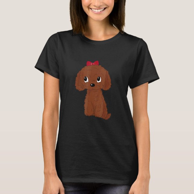 Cute Red Toy Poodle Apricot Toy Poodle T-Shirt (Front)