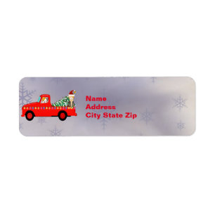 Cute Red Truck Cats Christmas Return Address Label