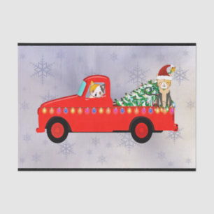 Cute Red Truck Cats Christmas Tissue Paper