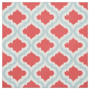 Cute red turquoise ikat Moroccan pattern Fabric