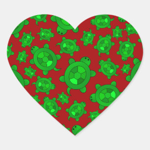 Cute red turtle pattern heart sticker