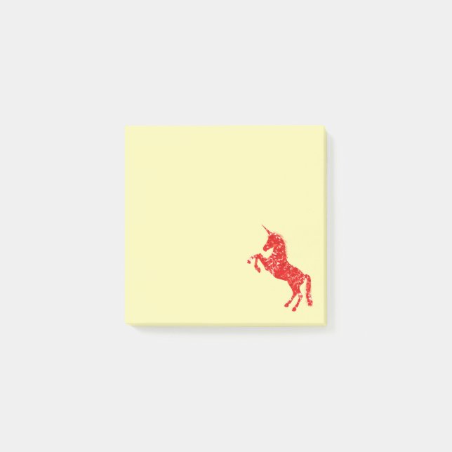 Cute red unicorn girl's art stationery post-it notes (Front)
