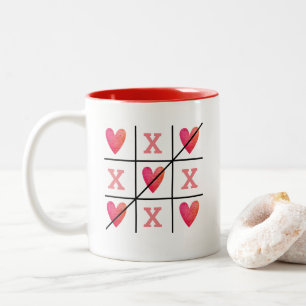 Cute Red Valentine Heart Two-Tone Coffee Mug