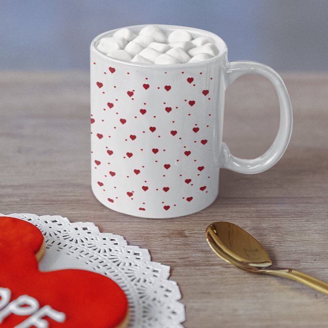 Cute Red Valentines Hearts Pattern Coffee Mug (Creator Uploaded)