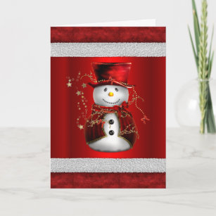 Cute Red Velvet Snowman Christmas Card