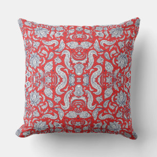 Cute red vintage flowers patterns cushion
