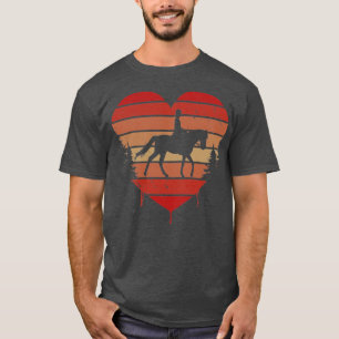 Cute Red Vintage Heart Horseback Riding Valentine  T-Shirt