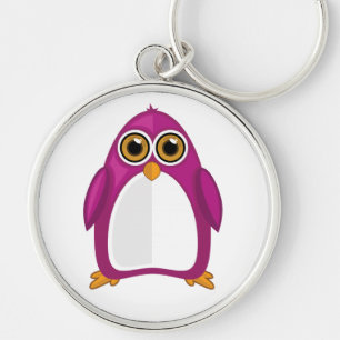 Cute Red Violet Penguin Kawaii Cartoon Big Eyes Key Ring