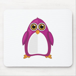 Cute Red Violet Penguin Kawaii Cartoon Big Eyes Mouse Pad