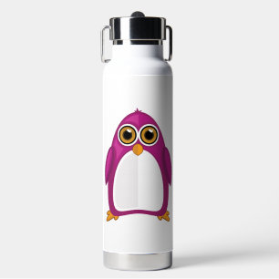 Cute Red Violet Penguin Kawaii Cartoon Big Eyes Water Bottle