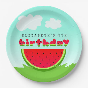 Cute Red Watermelon Fruity Birthday Party Paper Plate