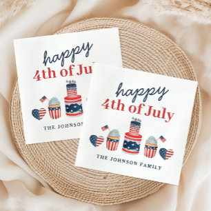 Cute Red White And Blue 4th Of July Party Napkin