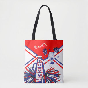 Cute Red, White and Blue Cheerleader Design Tote Bag