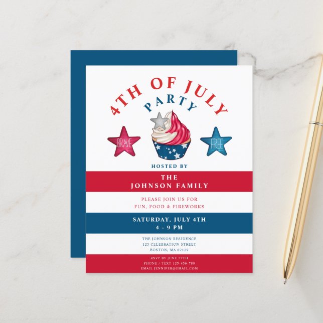 Cute Red White And Blue Stars 4th Of July (Front/Back In Situ)