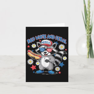 Cute Red White And Feral Racoon Hot Dog 4th Of Ju Card